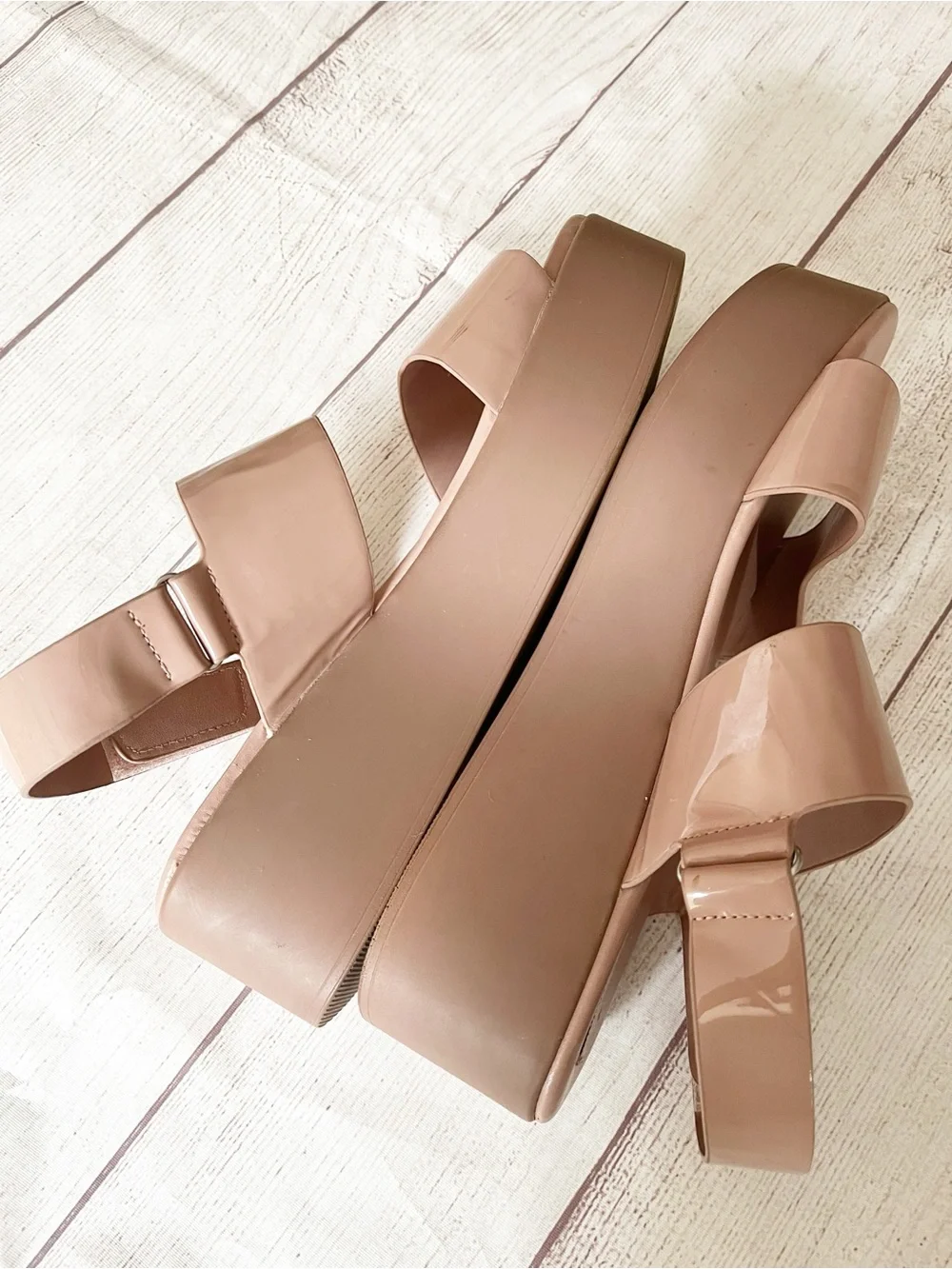 Steve Madden Rachel blush patent platform sandals 9